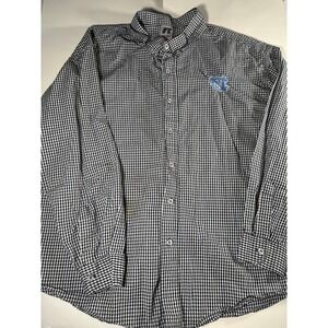 Russell Athletic UNC Tar Heels Button Up Shirt Mens 2XL Blue Check Logo